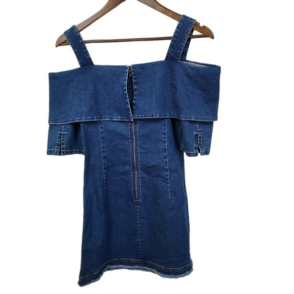 Alla Scala Denim Sleeveless Zipper Back Mini Dress Womens - Picture 2 of 6